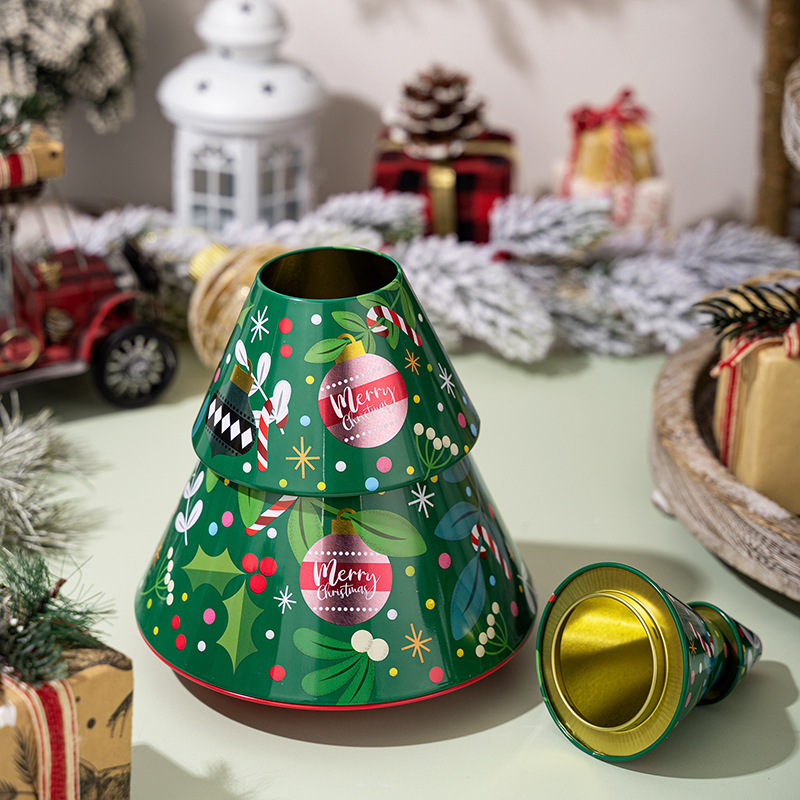 クリエイティブクリスマス装飾用品クリスマスツリー型ブリキ缶キャンディーボックスグリーンツリー収納ボックスクッキーボックス|undefined