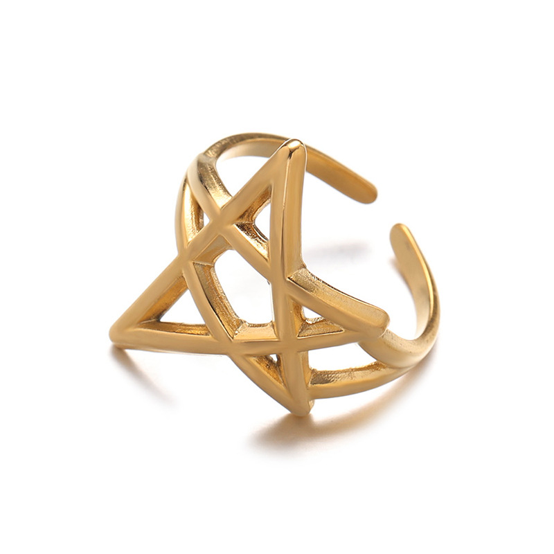 Tiana Europa y América transfronterizos ins aire frío acero inoxidable oro estrellas amor abierto anillo nicho de alta calidad mujer
