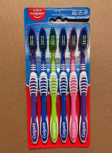 Colgate Clean 6-pack medium-bristle oral cleaning toothbrush combination to remove tooth stains family size travel size
