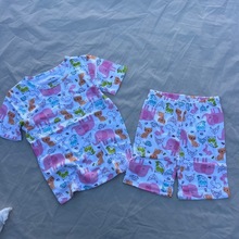 C女童棉质套装 外贸小童卡通短袖短裤两件套夏天季欧美针织衣服