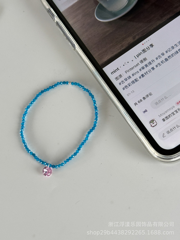 韓国ドーパミンキャンディーカラーの自家製小さなカラフルなキャンディースーパーフラッシュジルコン宝石ペンダントブレスレットシンプルなニッチデザイン|undefined