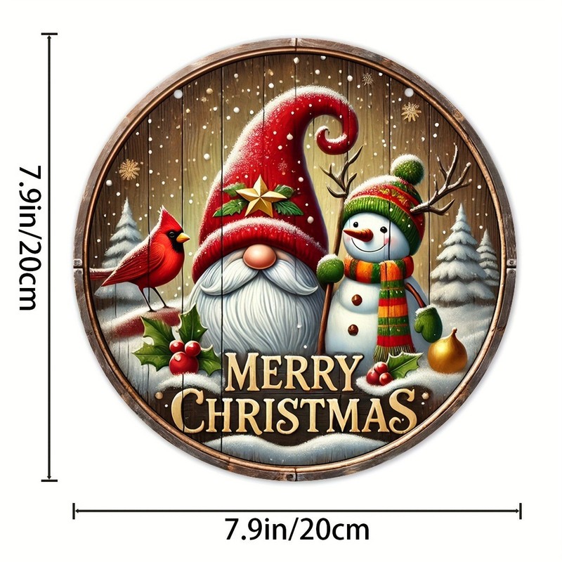 现货圣诞节装饰木制挂牌创意圣诞雪人挂饰圆形标志工艺品|undefined