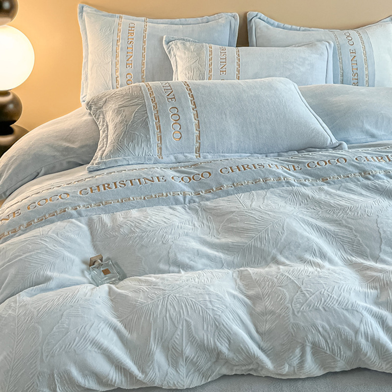 4 piezas de terciopelo de leche grueso clase A para bebés grueso calentamiento terciopelo de coral franela tallado terciopelo cama de invierno 4