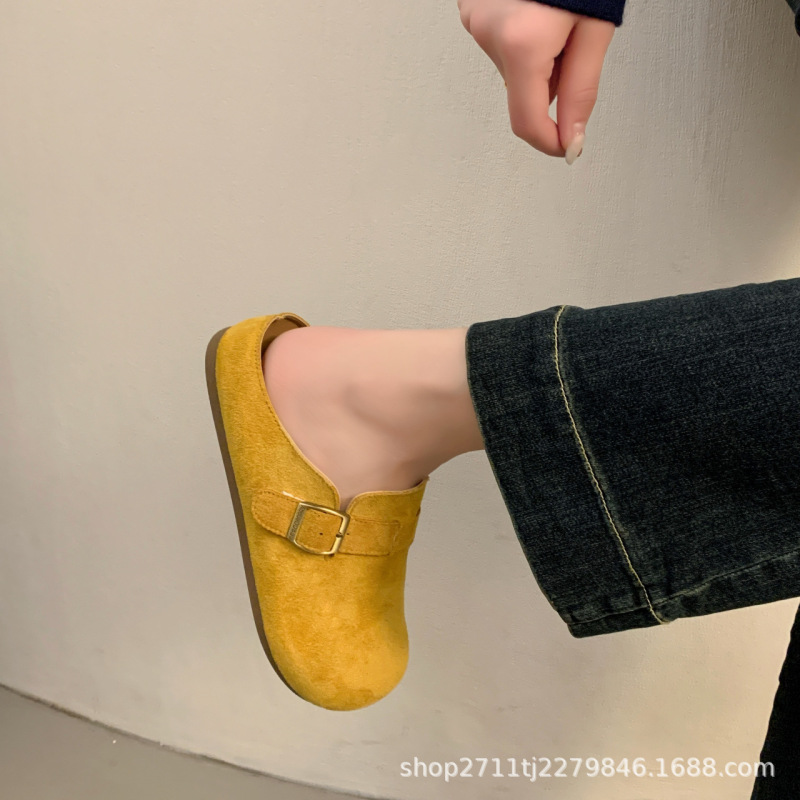 厚底勃肯鞋女包头半拖鞋外穿2025春秋新款一脚蹬穆勒赖人鞋子单鞋|undefined