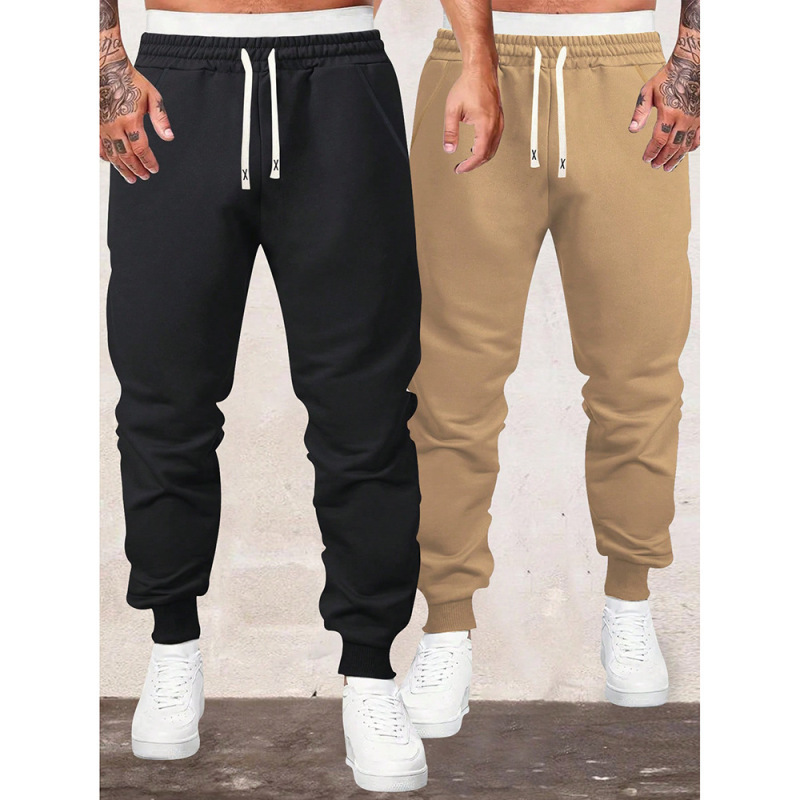 Cross-Border In-Stock Independent Site Aliexpress High Street Casual Pants Men's Solid Color Sweatpants Youth Sports Jogger Pants