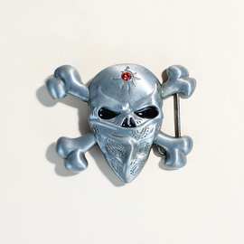 4.0cm锌合金腰带板扣欧美外贸西部男士骷髅头朋克风暗黑风皮带扣