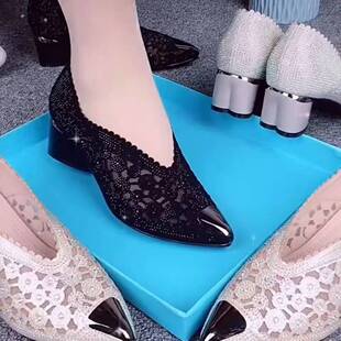 20263 European and American summer sandals rhinestone gold shoes women's mesh hollow lace high heel sandals 35-43 in stock