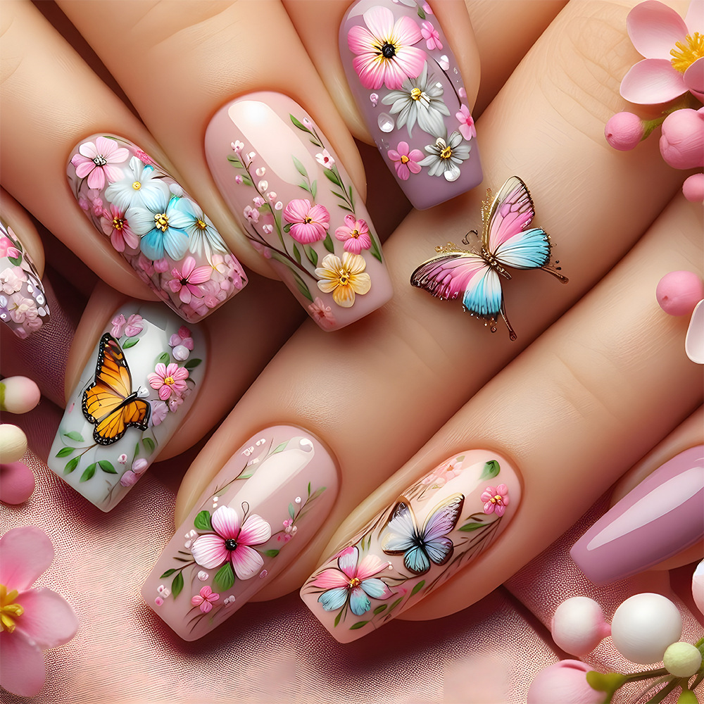 Muestras de diseño personalizado fabricantes de uñas al por mayor impresión de uñas cortas y largas mejores ventas