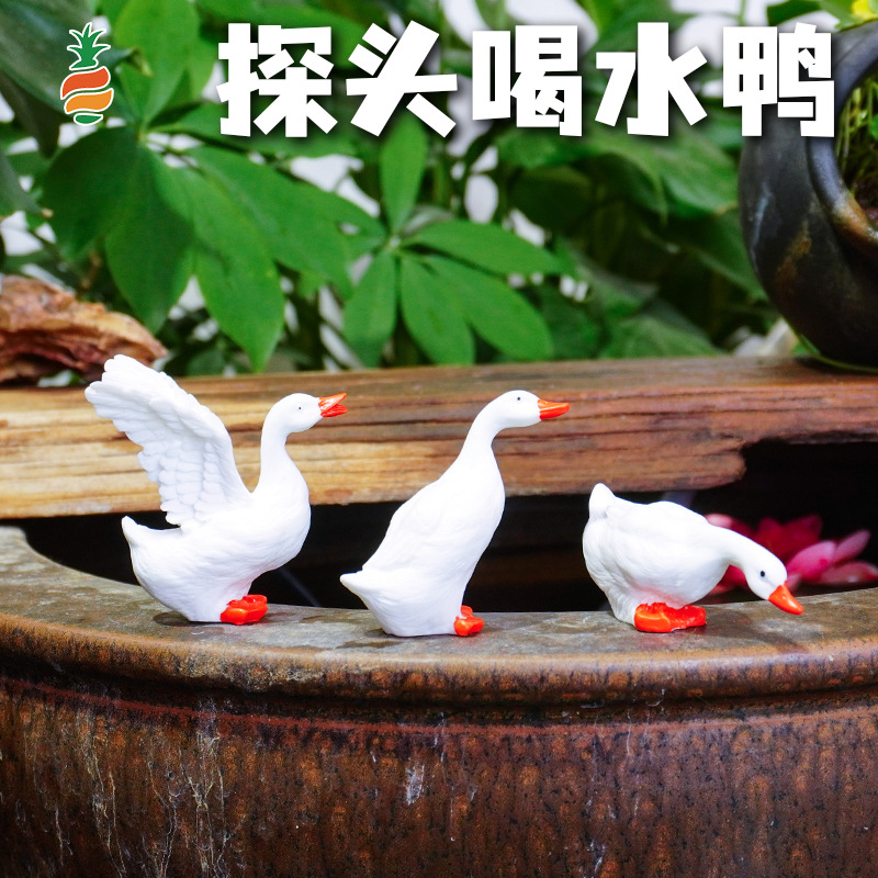Micro paisaje estanque de peces paisaje acuático decoración de animales hogar patio piscina pato decoración de resina paisaje de jardín al aire libre