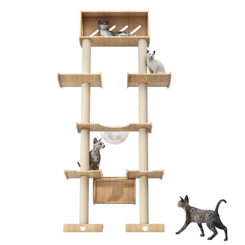 Mengzhu Cat Climbing Frame Leaning Tower Cat Climb Cat Jumping Platform Cat Nest Space Capsule Cat Tower Solid Wood Cat Climbing Frame Cat Nest Cat Tree Integrated