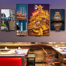 重庆坝洪装饰画挂画怀旧复古画崖洞李子饭店墙面老重庆火锅店风景