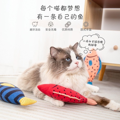 Cat toy mint self-stimulating simulated fish to relieve boredom pet teeth grinding and bite resistance to amuse the cat artifact small dog supplies wholesale