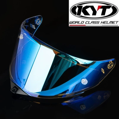 Motorcycle Safety Supplies – Kyt Motorcycle Helmet Visor - aurora-blue-lenstransparent-revo-blue-plated