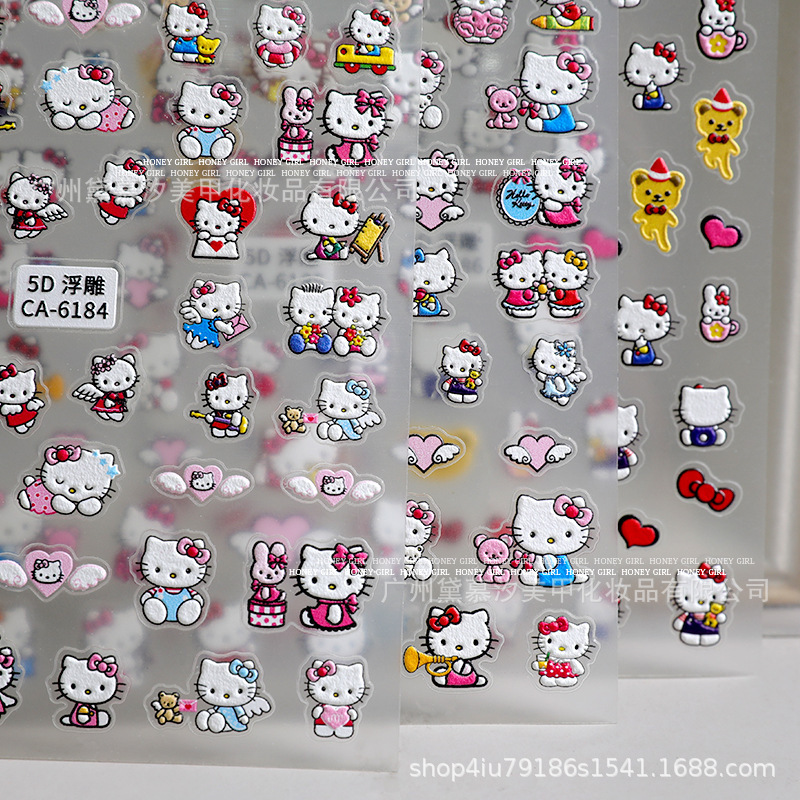 Nail Art Sticker 5D Embossed KT Cat Japanese Nail Sticker New Technology Doraemon Cartoon Nail Art Jewelry
