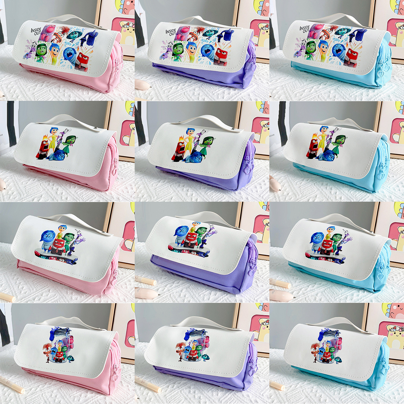 跨境頭腦特工隊筆袋雙層大容量手提防水帆布學生文具盒錢包批發