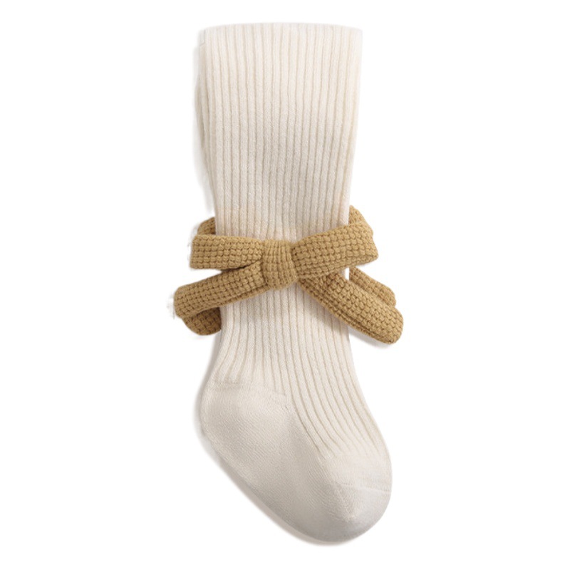 2023 otoño nuevo mono del bebé Corea Sur estilo occidental arco niñas pantyhose danza blanca polainas