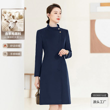 羊毛外套职业女士毛呢大衣高级感秋冬新款男女混搭加厚夹棉外套