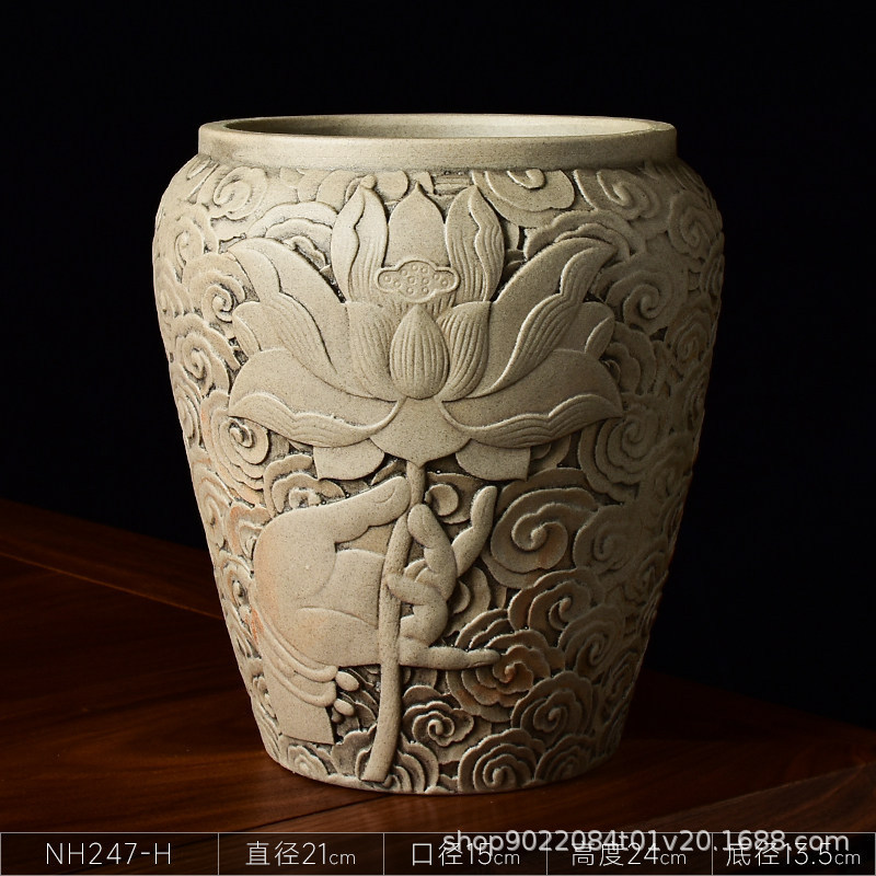 Factory direct supply stoneware flowerpot 2022 new ceramic fleshy large potted brackish green dill clivia stoneware pot