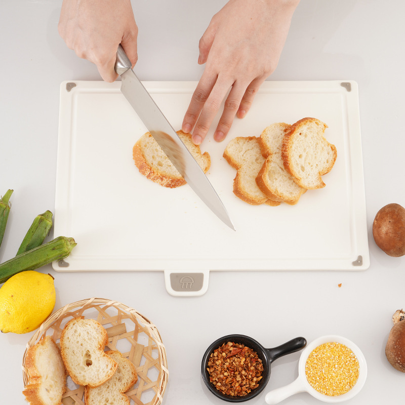 Kitchen 4-color classified chopping board, double-sided cutting board set, rubber anti-slip cutting board, classified storage rack chopping board