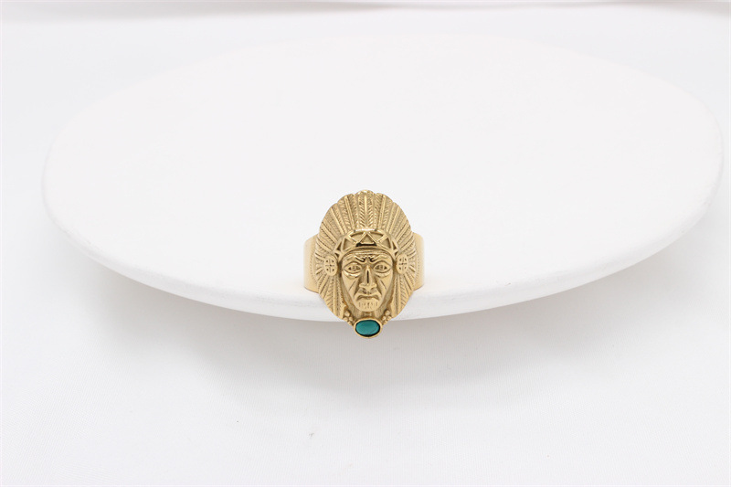 14g Weight Wholesale Jewelry Retro Punk Pharaoh 304 Stainless Steel 18K Gold Plated Rings