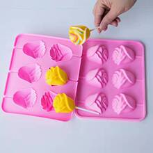 跨境6连玫瑰花奶酪棒硅胶模具 情人节棒棒糖巧克力蛋糕装饰烘焙模