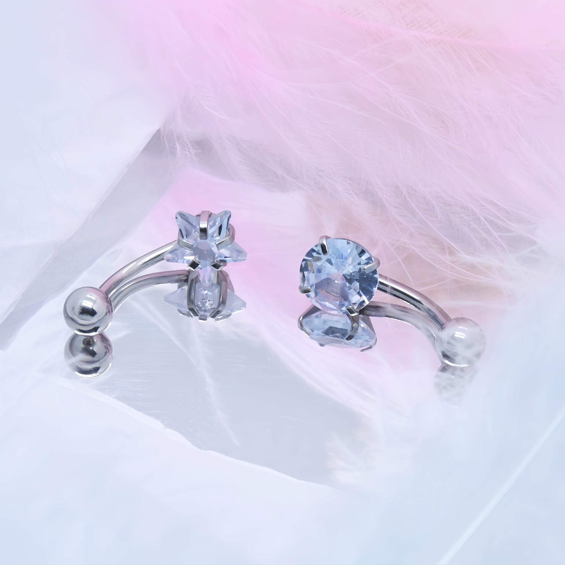 Heart Shaped Belly Button Ring Stainless Steel Navel Jewellery_voghion.com