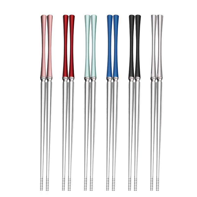 Three dimensional high-end non-slip chopsticks stainless steel, handheld tableware for home use for hotel, set, wholesale