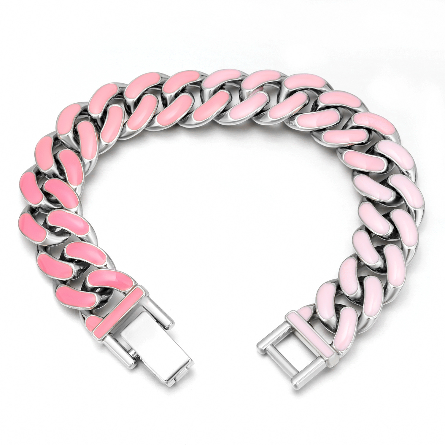 Pulseira de elo cubano masculina em aço inoxidável_voghion.com