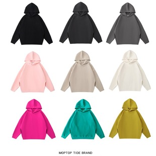 390g double-sided cotton bristle drop shoulder pullover hooded sweater men's and women's loose wide invisible pocket hoodie brushed