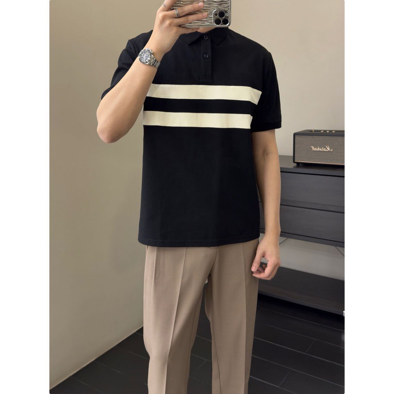 Nuevo diseño, moda, marca de moda, camiseta de manga corta, transpirable, camisa POLO de solapa a juego de color casual juvenil, top de hombre