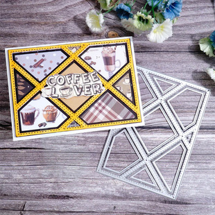 Handbook Decoration Rhombus Irregular Nine-Grids Background Knife Mold Carbon Steel Knife Mold Handmade Paper Art Embossing Knife Mold Cross-Border