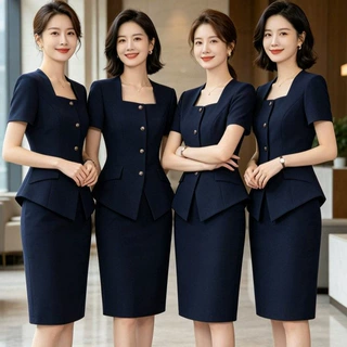 夏季薄款职业套装女短袖气质酒店前台美容院工装珠宝店医美工作服