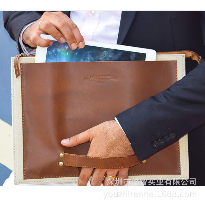 Creative leather felt zipper laptop bag with protective handle A4 file bag computer protective case Creative leather felt zipper laptop bag with protective handle A4 file bag computer protective case