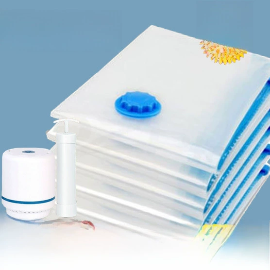 Duvet Vacuum Storage Bag for Home & Travel, Dustproof Waterproof, Reusable, Blue Pack