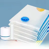 Duvet Vacuum Storage Bag for Home & Travel, Dustproof Waterproof, Reusable, Blue Pack