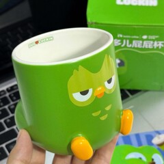 现货小红书爆款多邻国联名周边多儿屁屁马克杯纪念收藏送朋友礼物