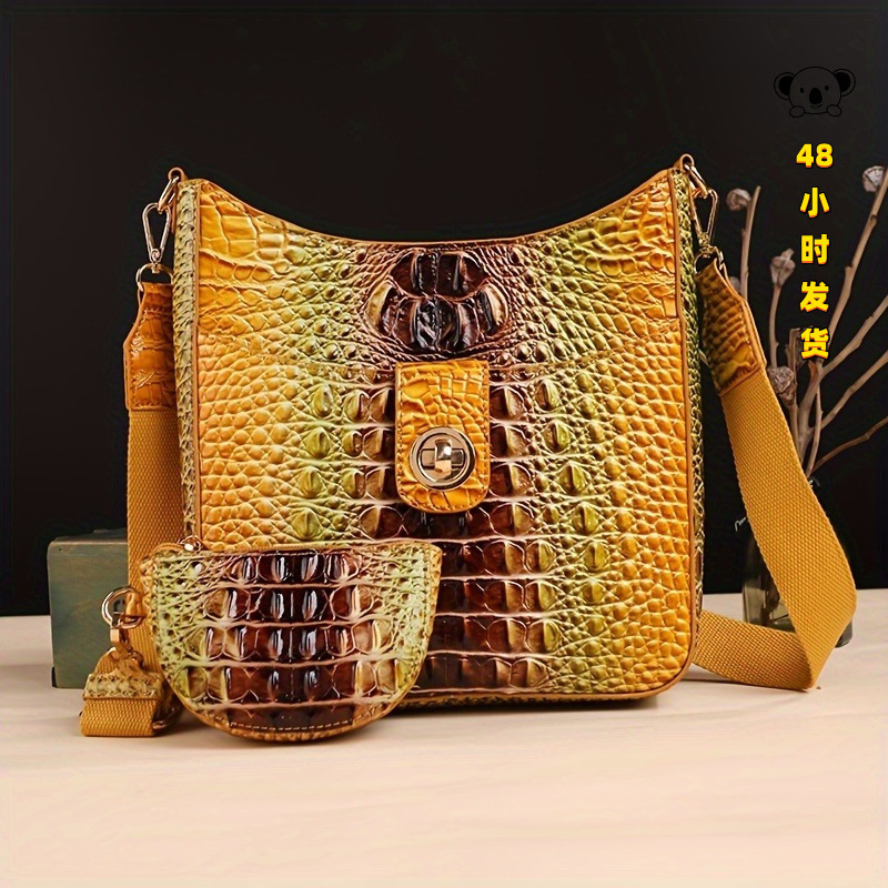 N 1534 Retro Shoulder Bag Brahmin Crocodile Pattern