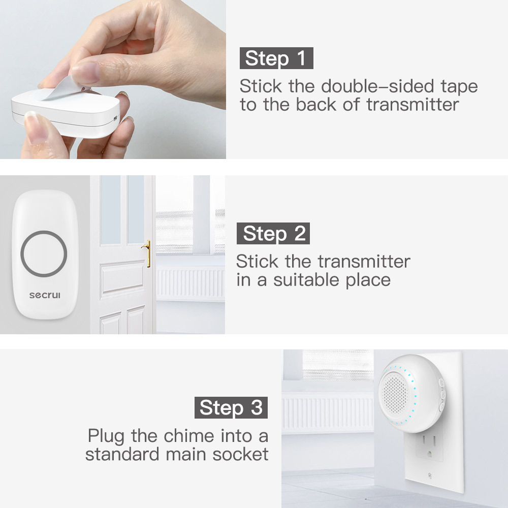 Smart Wireless Doorbell Long Range Waterproof Remote System 1 To 2_voghion.com