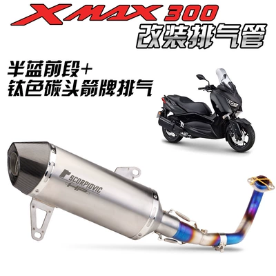 Motorcycle exhaust pipe: Stainless Steel Front and - half-blue-front-section-wrigley-titanium-carbon-head