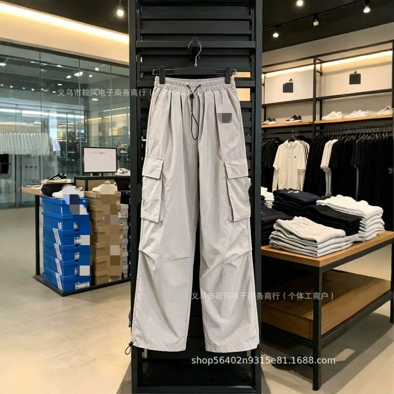 DiJia Original Clover American High Street Functional Multi-Pocket Workwear Wide-Leg Pants for Women with Large Pockets Casual Trousers