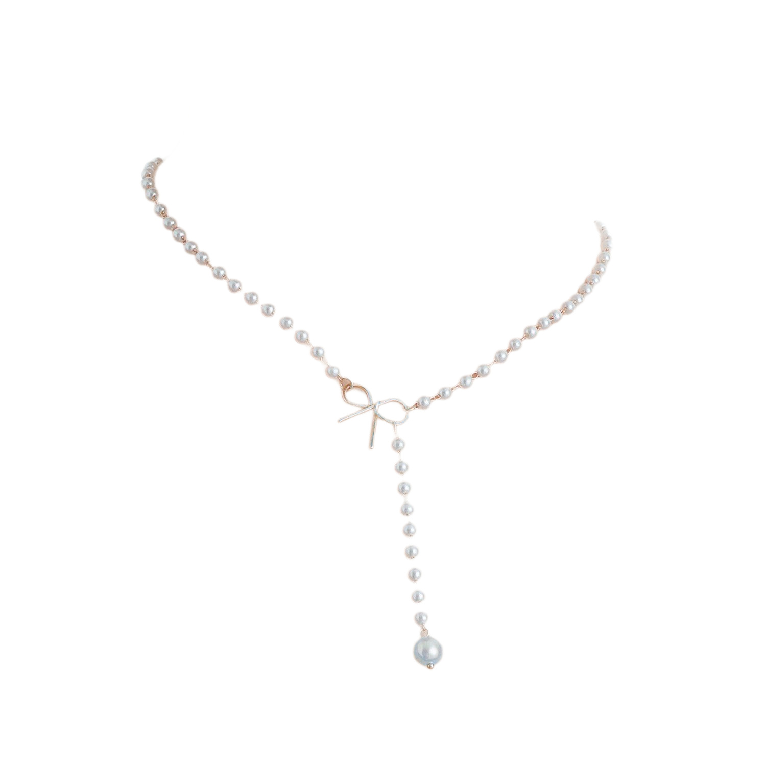 Collana di perle con fiocco a y e ciondolo a nappa_voghion.com