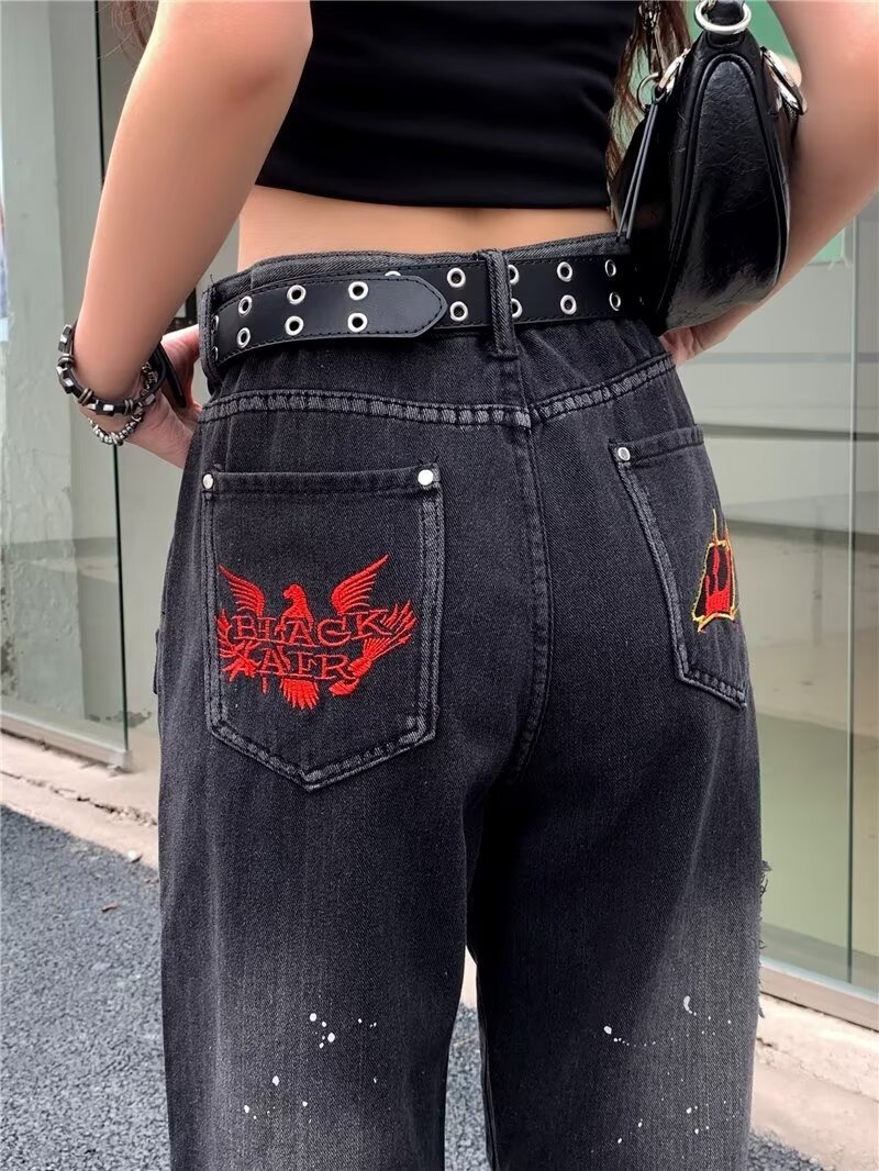 "Women's Denim Overalls - Classic Black Lumberjack Style, Relaxed Fit, Straight Leg, Comfortable & Stylish For Spring And Autumn_mkmklike.com