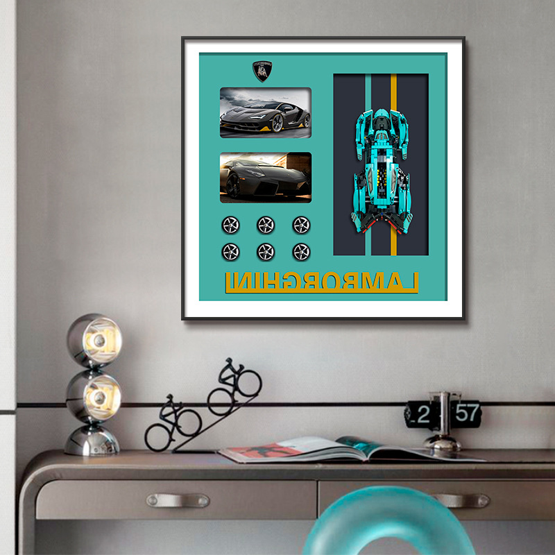 Sala de estar sofá pared de fondo pintura decorativa transfronteriza exclusivamente para bloques de construcción hechos a mano pintura colgante de automóvil pintura física tridimensional 3D