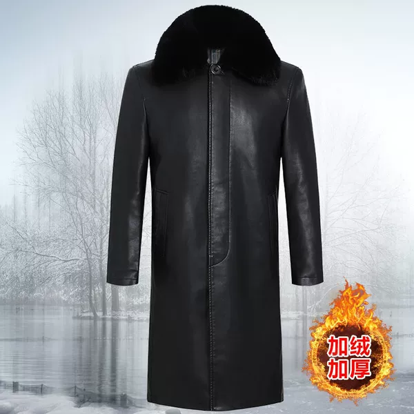 [Warm the whole body] Thickened long black + fur collar W