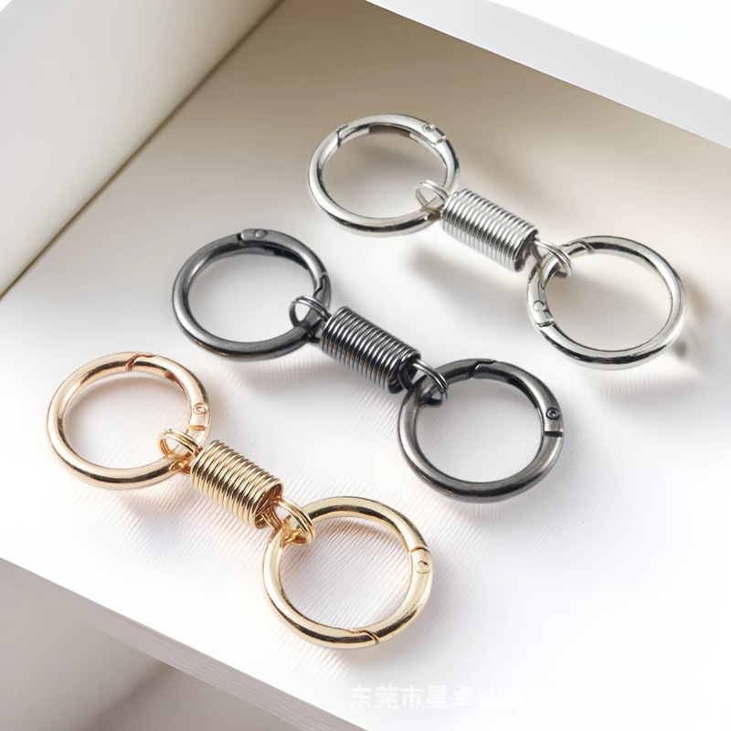 Keychain 2024 New Model Spring Double-Ring High-End Pendant Electric Vehicle Ring Waist-Hanging Korean Version Keychain