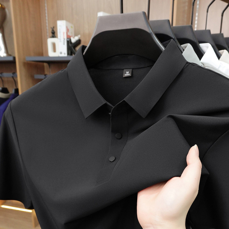 Nylon Seamless Short-Sleeved Men's Short-Sleeved Polo Summer Casual Top Thin Breathable Lapel New Style Half-Sleeved Nylon Seamless Short-Sleeved Men's Short-Sleeved Polo Summer Casual Top Thin Breathable Lapel New Style Half-Sleeved