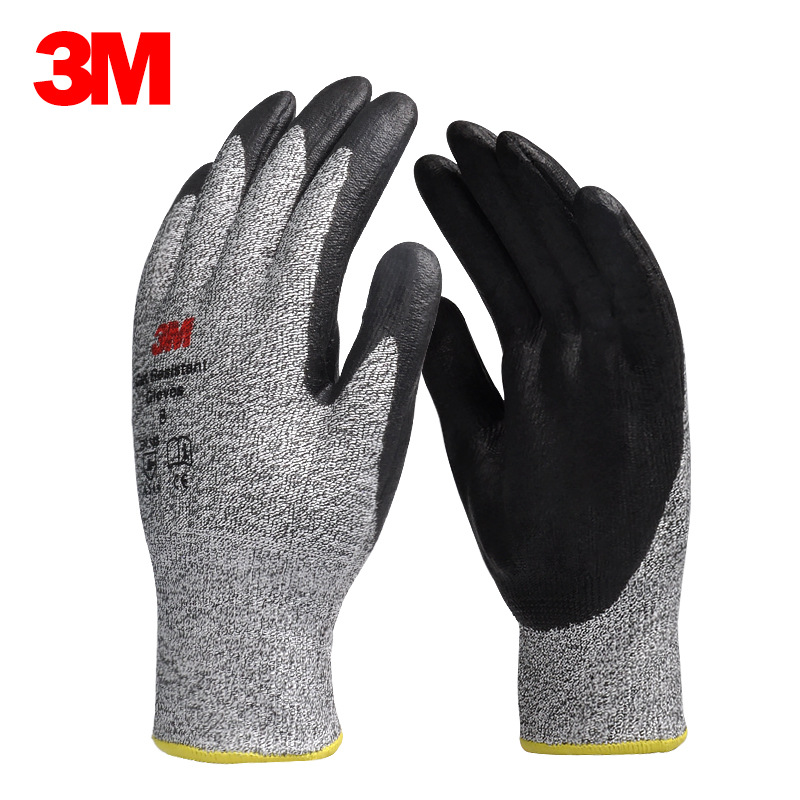 3M 5级防割手套舒适型防滑耐磨防刺穿丁腈聚氨酯涂敷手套 EN388