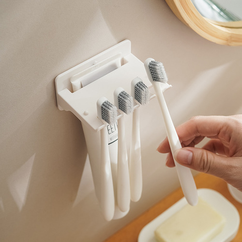Multifunctional toothbrush and toothpaste holder, wall-mounted toothbrush rack, bathroom hole-free phone holder