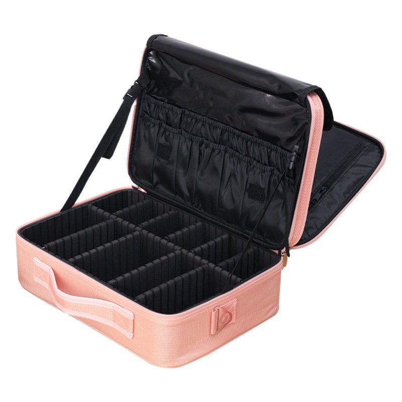 Gran bolsa de cosméticos portátil de las mujeres de gran capacidad avanzada bolsa de almacenamiento maquillaje tatuaje bordado manicura Caja de Herramientas rosa