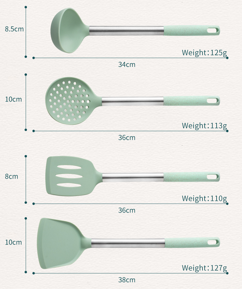 Silikon mutfak eşyaları 7 parçalı set pişirme spatulası mutfak eşyaları silikon tencere spatula çorba kaşığı pişirme yapışmaz mutfak eşyaları seti